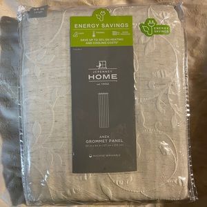 JCP Home Anza Vine Pattern Ivory Lined Grommet-Top Curtain Panel, 50"x84"